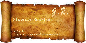 Glovnya Rusztem névjegykártya